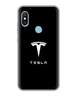 Чехол для Xiaomi Redmi 6 pro с картинкой «Tesla White Logo»