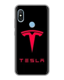 Чехол для Xiaomi Redmi 6 pro с картинкой «Tesla Red Logo»