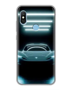 Чехол для Xiaomi Redmi 6 pro с картинкой «Tesla в неоне»
