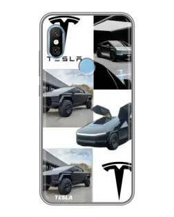 Чехол для Xiaomi Redmi 6 pro с картинкой «Коллаж Cybertruck Tesla»