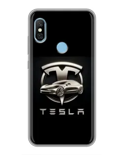 Чехол для Xiaomi Redmi 6 pro с картинкой «Tesla — серебристое авто»