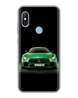 Чехол для Xiaomi Redmi 6 pro с картинкой «Mercedes — неоновый лого»