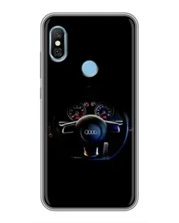 Чехол для Xiaomi Redmi 6 pro с картинкой «Салон Audi — руль»