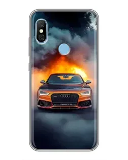 Чехол для Xiaomi Redmi 6 pro с картинкой «Audi в огненном дыму»