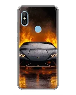Чехол для Xiaomi Redmi 6 pro с картинкой «Lamborghini в огне»
