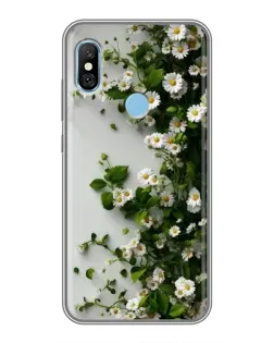 Чехол для Xiaomi Redmi 6 pro с картинкой «Ветка мелких белых цветов»