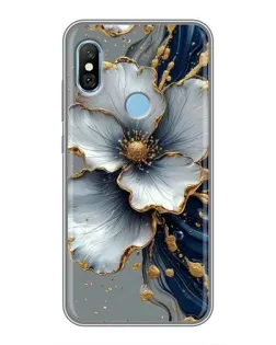 Чехол для Xiaomi Redmi 6 pro с картинкой «Белый цветок и золотой флюид»