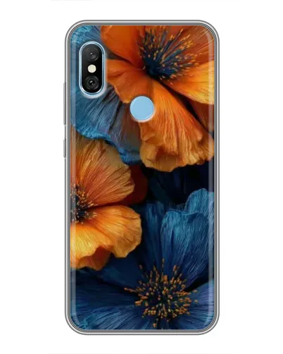Чехол для Xiaomi Redmi 6 pro с картинкой «Яркая сине-оранжевая флора» Чехол для Xiaomi Redmi 6 pro с картинкой «Яркая сине-оранжевая флора»
