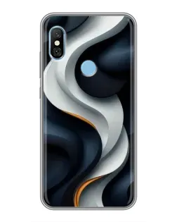 Чехол для Xiaomi Redmi 6 pro с картинкой «Объемные черно-белые ленты»