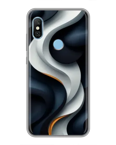 Чехол для Xiaomi Redmi 6 pro с картинкой «Объемные черно-белые ленты» Чехол для Xiaomi Redmi 6 pro с картинкой «Объемные черно-белые ленты»