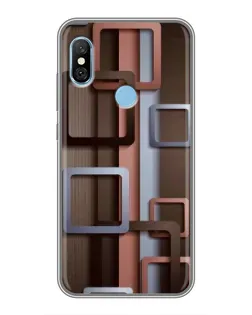 Чехол для Xiaomi Redmi 6 pro с картинкой «Коричневые объемные квадраты»