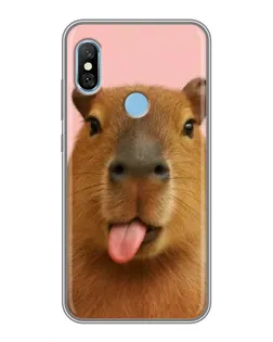 Чехол для Xiaomi Redmi 6 pro с картинкой «Капибара с языком»