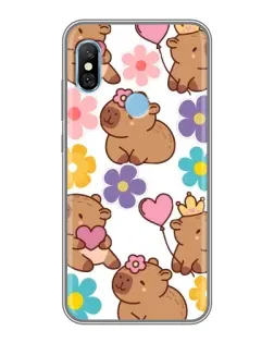 Чехол для Xiaomi Redmi 6 pro с картинкой «Цветочный паттерн капибар»