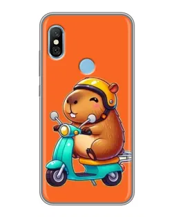 Чехол для Xiaomi Redmi 6 pro с картинкой «Капибара на скутере»