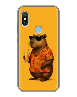 Чехол для Xiaomi Redmi 6 pro с картинкой «Капибара на отдыхе»