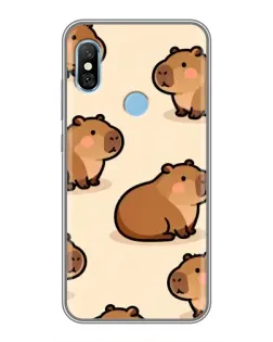 Чехол для Xiaomi Redmi 6 pro с картинкой «Паттерн милых капибар»