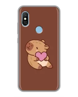 Чехол для Xiaomi Redmi 6 pro с картинкой «Капибара с сердцем»