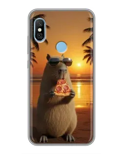 Чехол для Xiaomi Redmi 6 pro с картинкой «Капибара с пиццей»