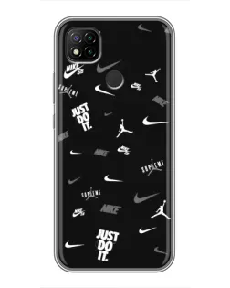 Чохол для Xiaomi Redmi 9c з картинкою «Nike Black Pattern»
