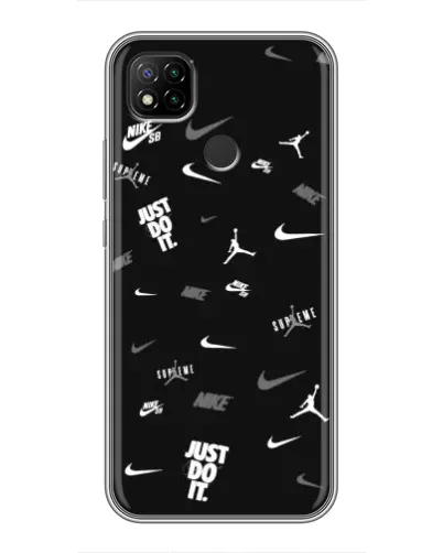 Чохол для Xiaomi Redmi 9c з картинкою «Nike Black Pattern»