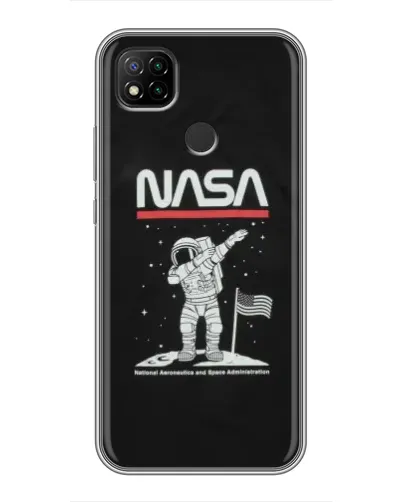 Чохол для Xiaomi Redmi 9c з картинкою «NASA — крокуємо по Місяцю»