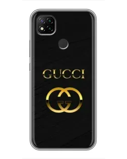 Чохол для Xiaomi Redmi 9c з картинкою «Золотий логотип Gucci»