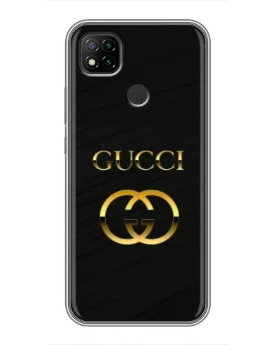 Чохол для Xiaomi Redmi 9c з картинкою «Золотий логотип Gucci»