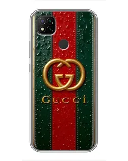Чехол для Xiaomi Redmi 9c с картинкой «Gucci — фирменная полоса и золото» Чехол для Xiaomi Redmi 9c с картинкой «Gucci — фирменная полоса и золото»