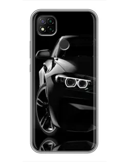 Чехол для Xiaomi Redmi 9c с картинкой «Черная BMW — профиль»