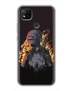 Чохол для Xiaomi Redmi 9c з картинкою «PUBG — вогняний силует»