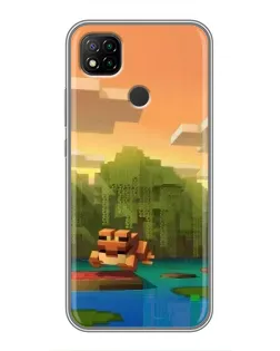 Чохол для Xiaomi Redmi 9c з картинкою «Майнкрафт захід сонця»