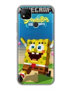Чехол для Xiaomi Redmi 9c с картинкой «Губка Боб Minecraft»