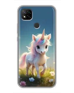 Чехол для Xiaomi Redmi 9c с картинкой «Единорог на поляне»