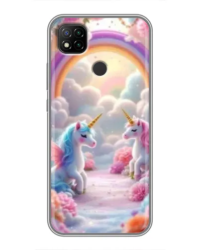 Чехол для Xiaomi Redmi 9c с картинкой «Радуга и единороги»