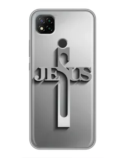 Чехол для Xiaomi Redmi 9c с картинкой «Металлический крест Jesus»