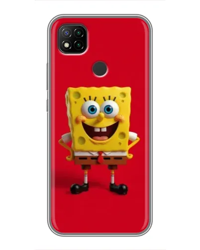 Чохол для Xiaomi Redmi 9c з картинкою «Спанч Боб на червоному»