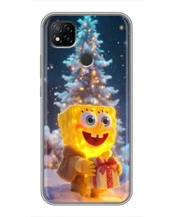 Чохол для Xiaomi Redmi 9c з картинкою «Різдвяний Спанч Боб»