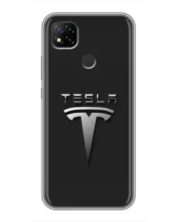 Чохол для Xiaomi Redmi 9c з картинкою «Сталевий логотип Tesla»