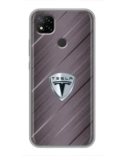 Чохол для Xiaomi Redmi 9c з картинкою «Металева текстура Tesla»