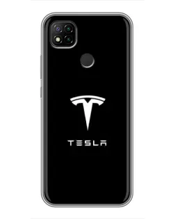 Чохол для Xiaomi Redmi 9c з картинкою «Tesla White Logo»