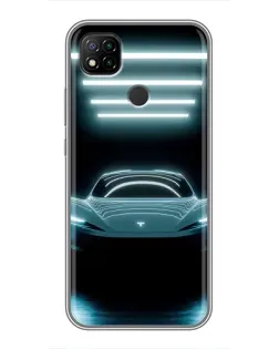 Чохол для Xiaomi Redmi 9c з картинкою «Tesla в неоні»