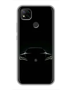 Чехол для Xiaomi Redmi 9c с картинкой «Mercedes — силуэт авто»