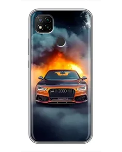 Чохол для Xiaomi Redmi 9c з картинкою «Audi у вогняному диму»