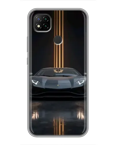 Чохол для Xiaomi Redmi 9c з картинкою «Lamborghini золоті лінії»
