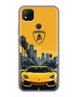 Чохол для Xiaomi Redmi 9c з картинкою «Жовтий Lamborghini місто»