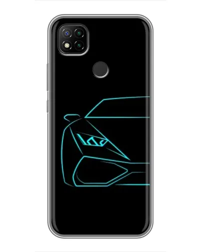 Чохол для Xiaomi Redmi 9c з картинкою «Блакитний силует Lamborghini»