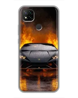 Чохол для Xiaomi Redmi 9c з картинкою «Lamborghini у вогні»
