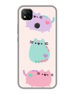 Чохол для Xiaomi Redmi 9c з картинкою «Pusheen тріо»