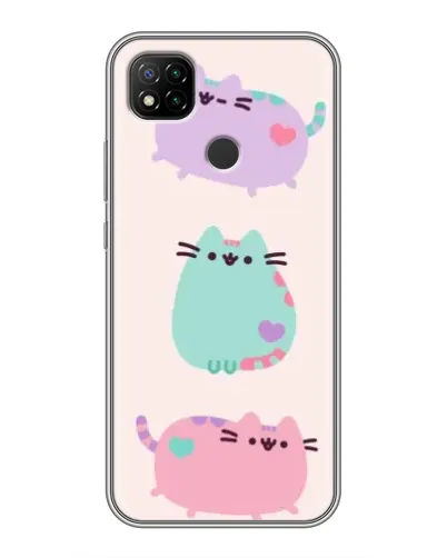 Чохол для Xiaomi Redmi 9c з картинкою «Pusheen тріо»
