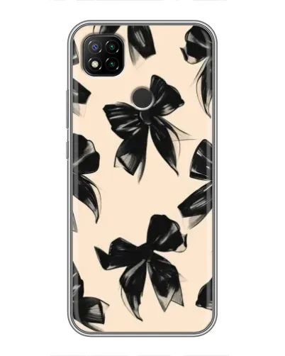 Чохол для Xiaomi Redmi 9c з картинкою «Патерн чорні банти»